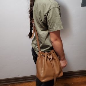 Crossbody brown pebble leather purse